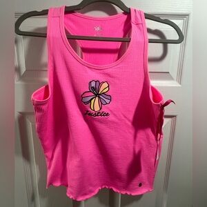 NWT Justice Bright Pink Tank with Floral Embroidery